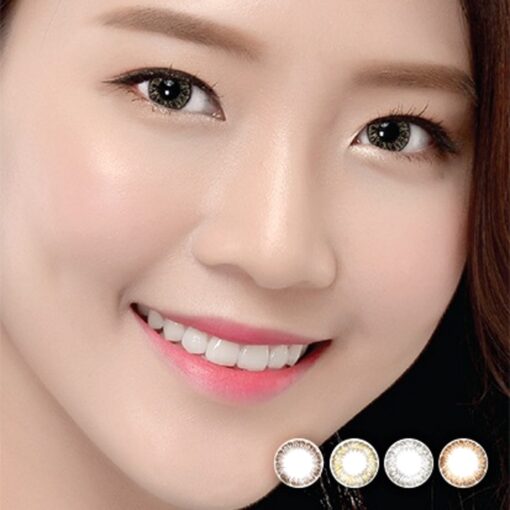 A woman with different Colorpia PEONY Series cosmetic colored lenses
